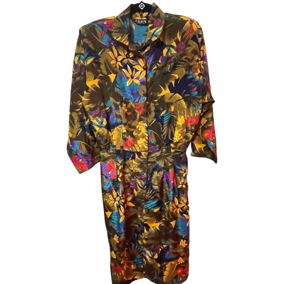 Vintage Dresses & Skirts - 3/$30 VINTAGE 80S TROPICAL PRINT POLYESTER DRESS MOBWIFE DRESS FLORAL